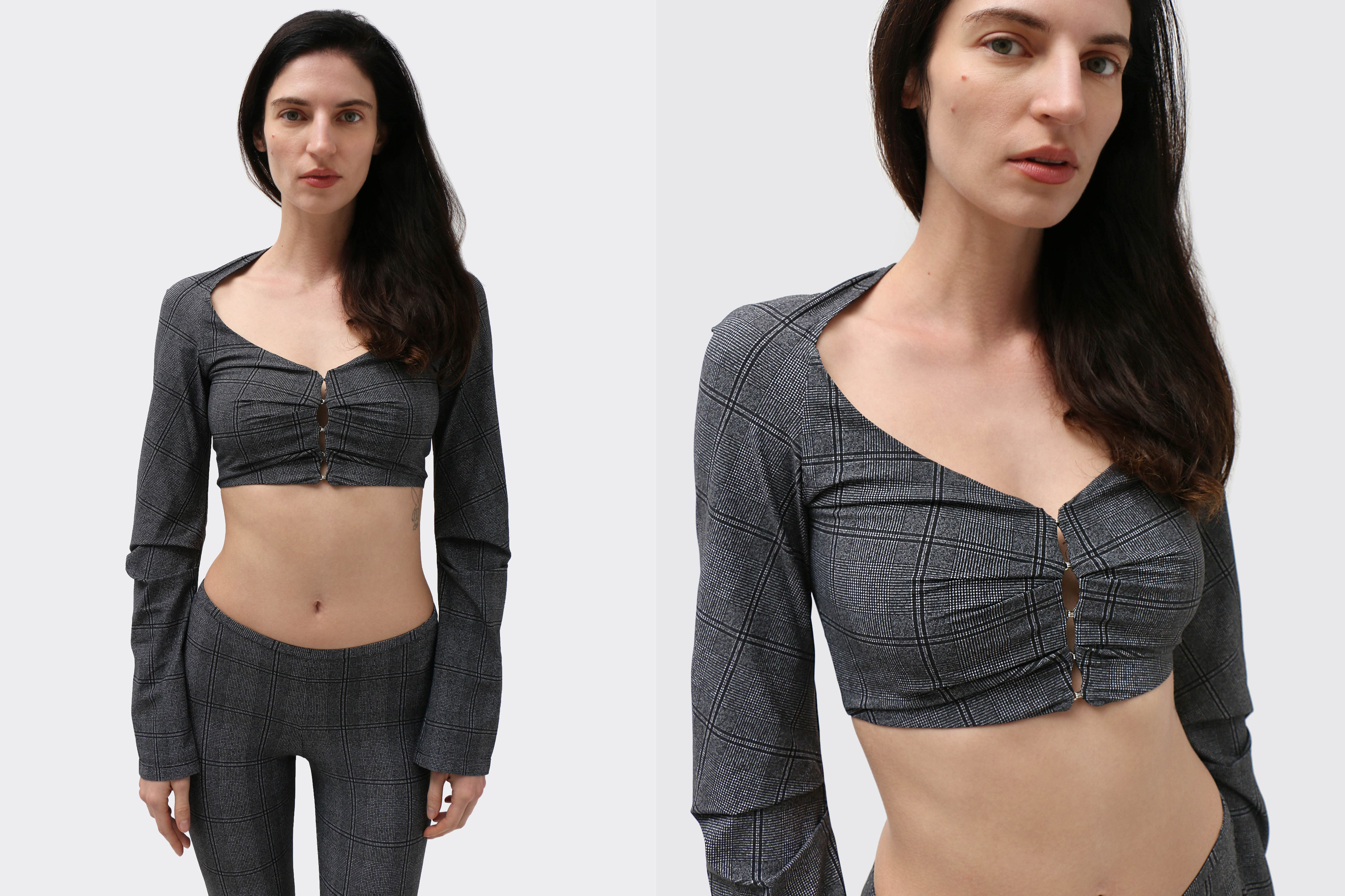 Glen Check Cropped Cardigan
