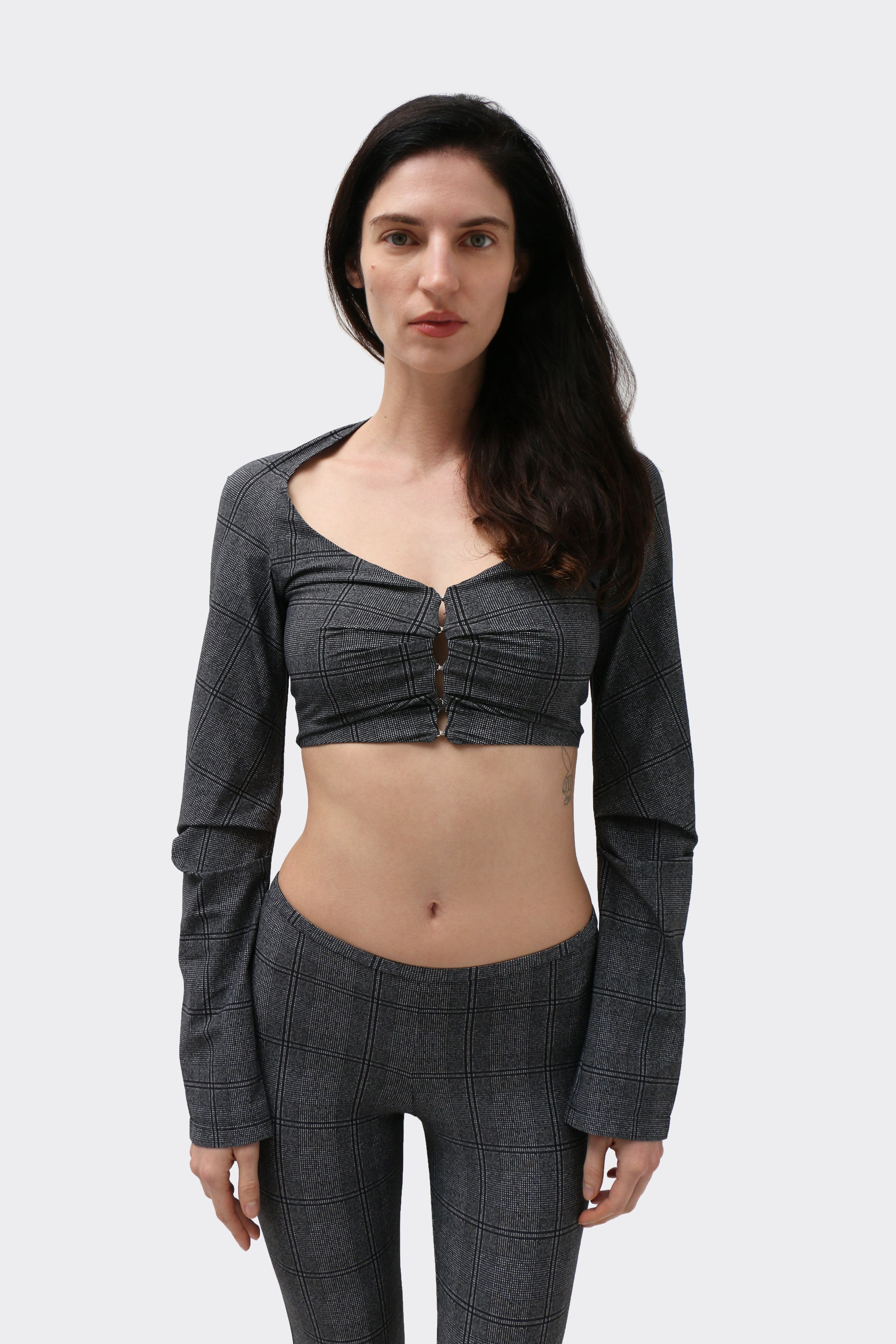 Glen Check Cropped Cardigan 2